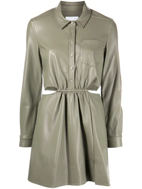 SIMKHAI faux-leather cut-out dress Green 5221059VOLIVINE