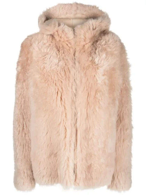 Yves Salomon zip-up shearling coat Neutrals 21DYV61262MEXD