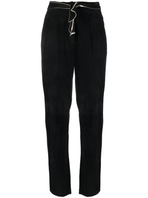Versace Pre-Owned 1970s tie-waist leather trousers Black VERS630A