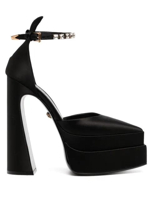 Versace 120mm satin platform sandals Black 10068991A00868