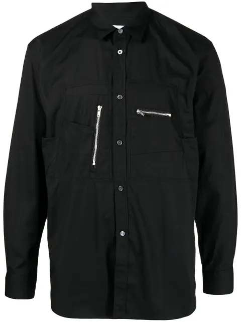 Comme Des Garçons Shirt button-down zip-detail shirt Black FJB001