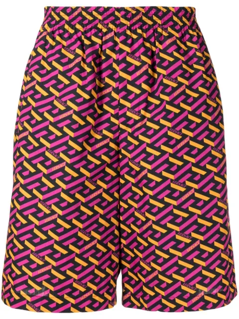 Versace Le Greca print elasticated-waist shorts Pink 10024761A04992