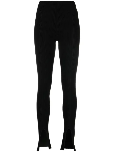 AERON rib-knit slit-detail trousers Black PA201406