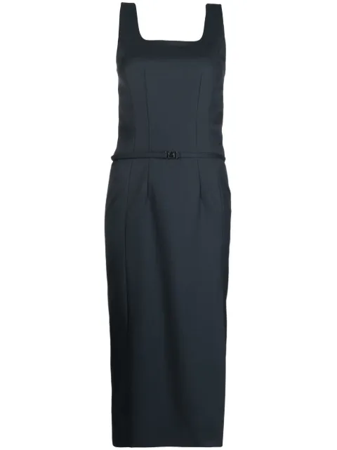 Low Classic side-slit belted dress Blue DR09BG