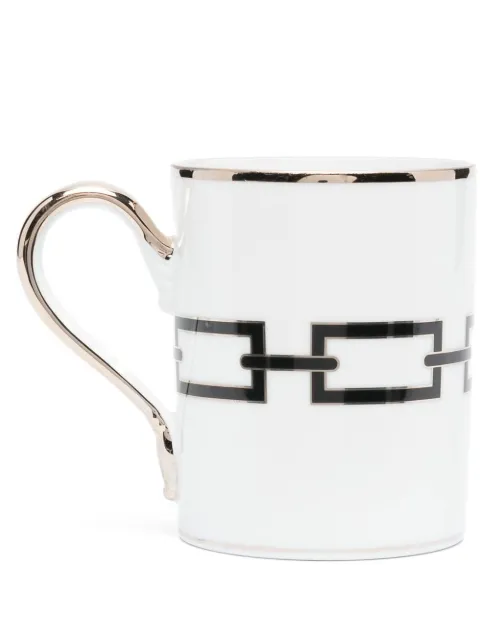 GINORI 1735 chain-print porcelain mug White 0040400125500