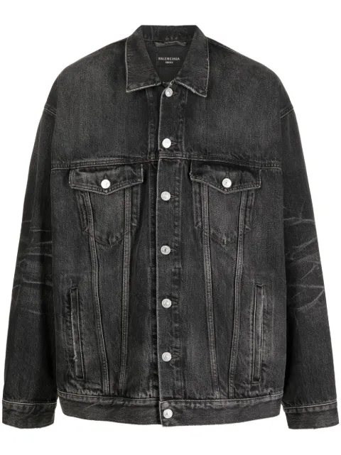 Balenciaga logo-print denim jacket Grey 724647TBP47