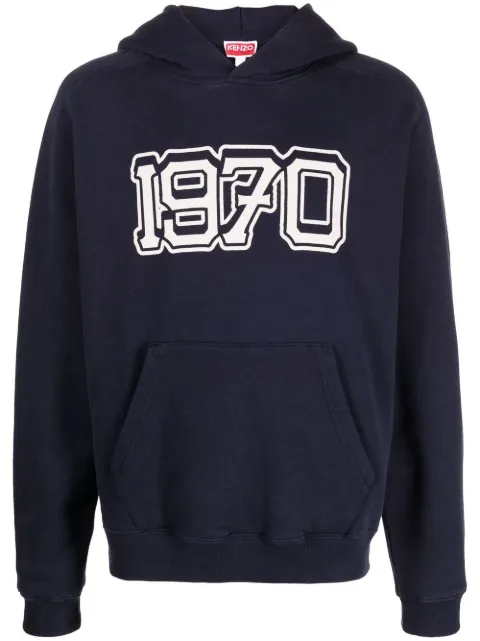 Kenzo 1970-print detail hoodie Blue FC65SW4354MJ