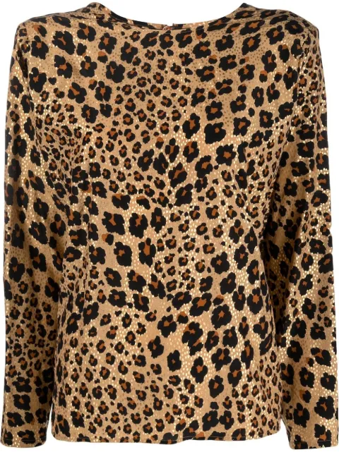 Saint Laurent Pre-Owned 1990s leopard-print silk top Neutrals YVSA600LW