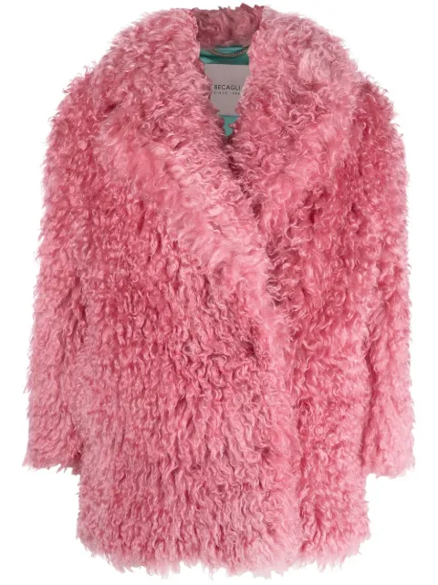 BECAGLI faux-shearling wrap coat Pink KW215B
