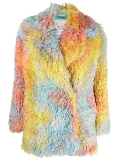 BECAGLI tie-dye faux-shearling coat Yellow KW215C