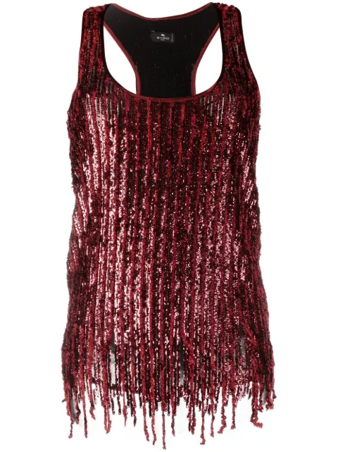 ETRO sequinned tank top Red 134509503