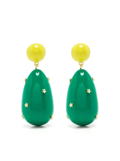 Eshvi two-tone drop earrings Green 19186XESYSH2