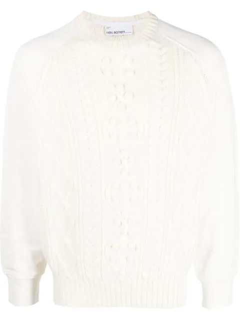 Neil Barrett crew-neck hybrid jumper Neutrals PBMA062T607C