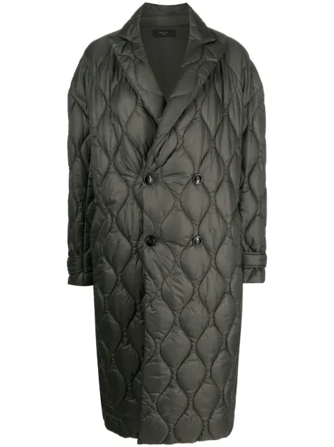 AMIRI double-breasted quilted coat Green PF22WOL005