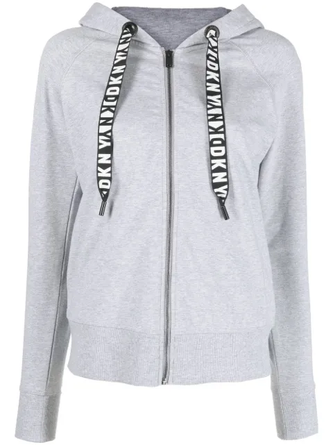 DKNY logo-drawstring zip-up hoodie Grey DP2J8598