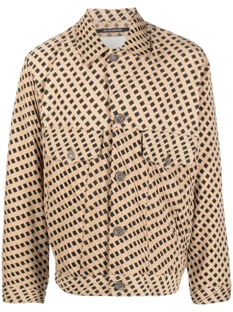 Song For The Mute geometric-print shirt-jacket Neutrals 222MJK052