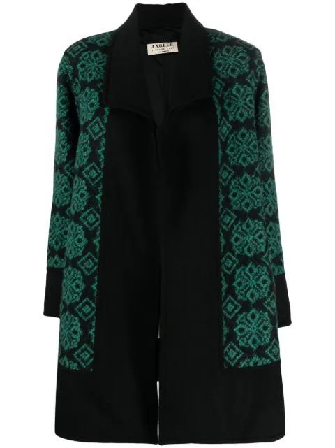 A.N.G.E.L.O. Vintage Cult 1980s geometric-pattern knitted coat Black ANG390EC
