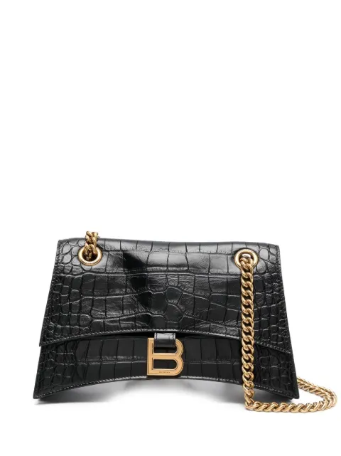 Balenciaga small Crush crocodile-embossed shoulder bag Black 716351210IX