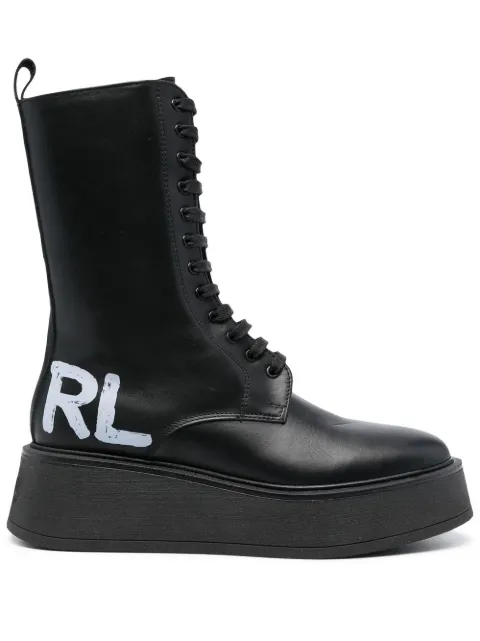 Karl Lagerfeld logo-print combat boots Black KL42475000
