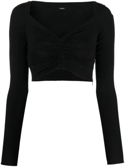 Versace V-neck cropped blouse Black 10074151A01253