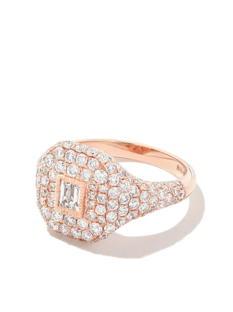SHAY 18K rose gold diamond baguette pavé ring Pink SR48