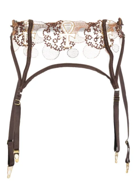 IHUOMA Divine Feminine embroidered suspender Brown DIVINEFEMININEEMBROIDERYSUSPENDER