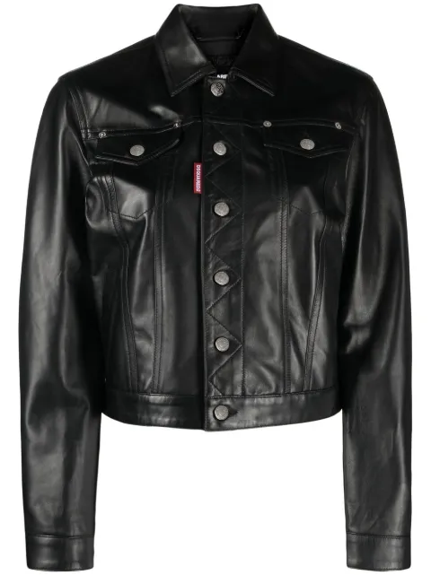 DSQUARED2 single-breasted leather jacket Black S75AM0943SY1623