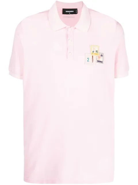 DSQUARED2 stamp-appliqué short-sleeve polo shirt Pink S74GL0074S22743