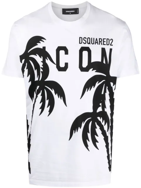 DSQUARED2 palm tree logo-print T-shirt White S79GC0071S23009