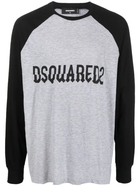DSQUARED2 logo-print long-sleeve T-shirt Grey S74GD1107S22146