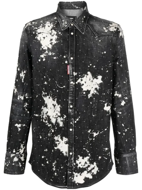DSQUARED2 studded bleach-effect denim shirt Black S74DM0725S30357