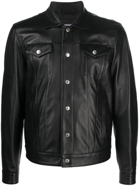 DSQUARED2 leather Dan jeans jacket Black S74AM1351SY1491