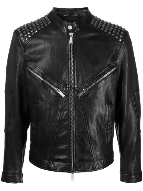 DSQUARED2 studded leather biker jacket Black S74AM1372SY1564