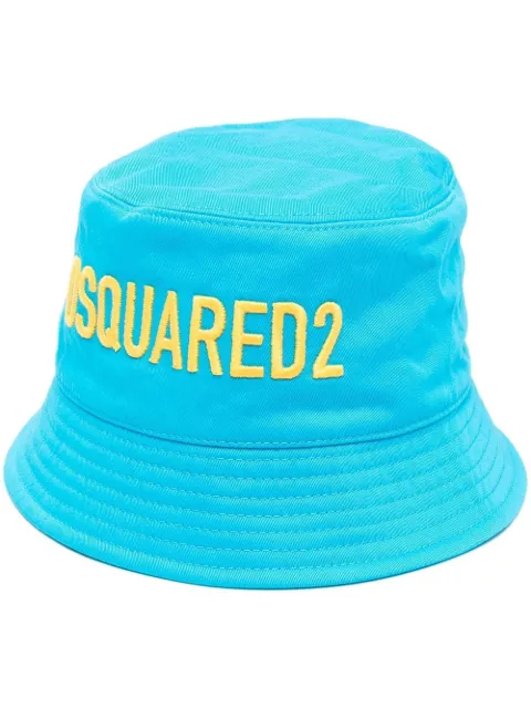 DSQUARED2 embroidered-logo bucket hat Blue HAM003105C06222