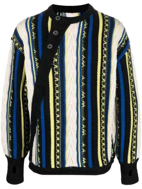 Ader Error Frema striped-knit buttoned jumper Black BLAFWLK01