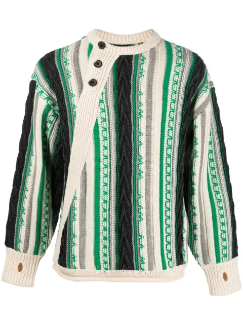 Ader Error Frema striped-knit buttoned jumper Black BLAFWLK01
