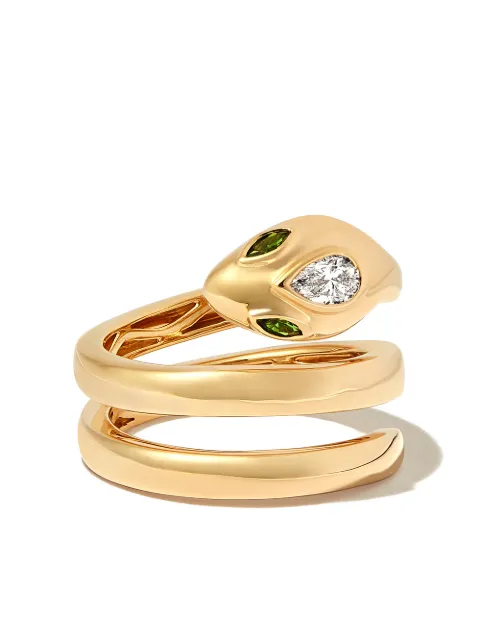 Anita Ko 18kt yellow gold Snake Coil diamond and emerald ring Gold AKRSNCO100YG