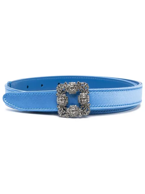Manolo Blahnik Hangisi 20mm crystal-embellished belt Blue 1180147