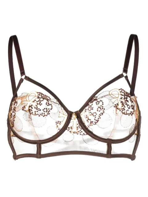 IHUOMA Divine Feminine longline bra Brown DIVINEFEMININEEMBROIDERYLONGLINEBRA
