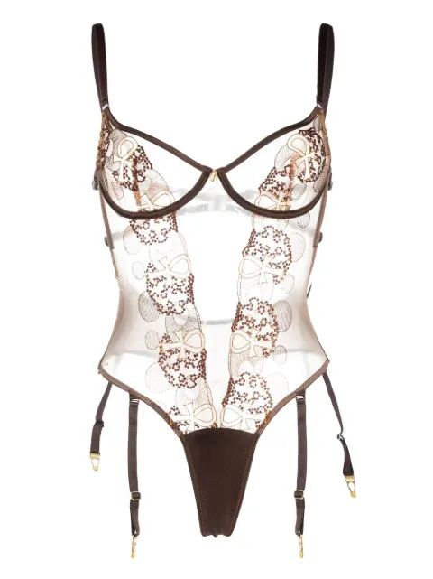 IHUOMA Divine Feminine embroidery body Brown DIVINEFEMININEEMBROIDERYBODY