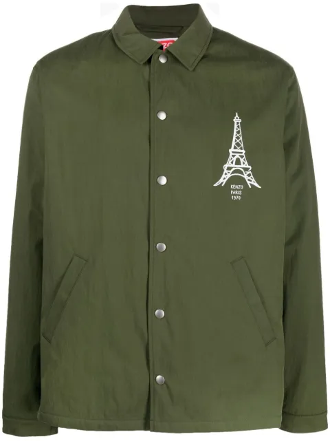 Kenzo chest logo-print shirt jacket Green FC65BL0619RI