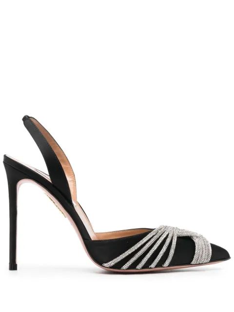 Aquazzura crystal-embellished 115mm heeled pumps Black GASHIGL0SATBLACK