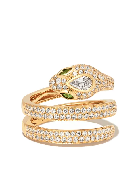 Anita Ko 18kt yellow gold Snake Coil diamond and emerald ring Gold AKRSNDCO100YG