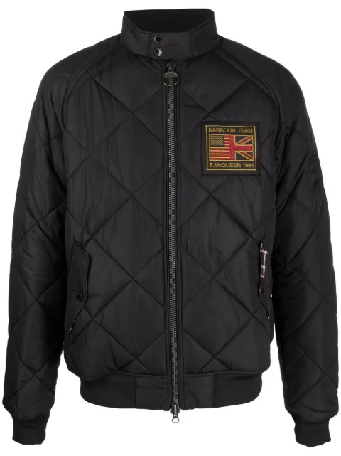 Barbour logo-patch quilted jacket Black MQU1326BK11