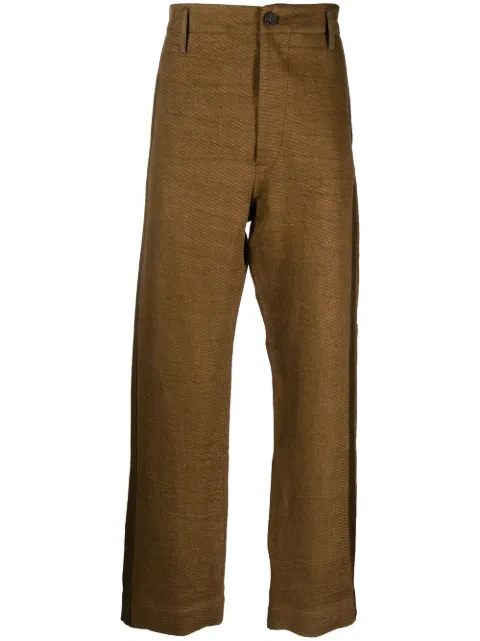 Ziggy Chen side-stripe straight-leg trousers Green 0M2230503