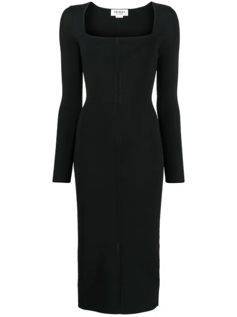 Victoria Beckham fitted square-neck dress Black 1322KDR003788A