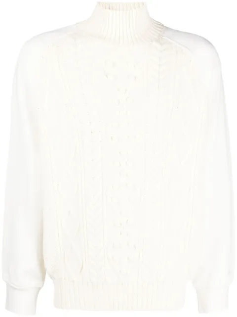 Neil Barrett embroidered-logo sleeve knit jumper White PBMA051T607C