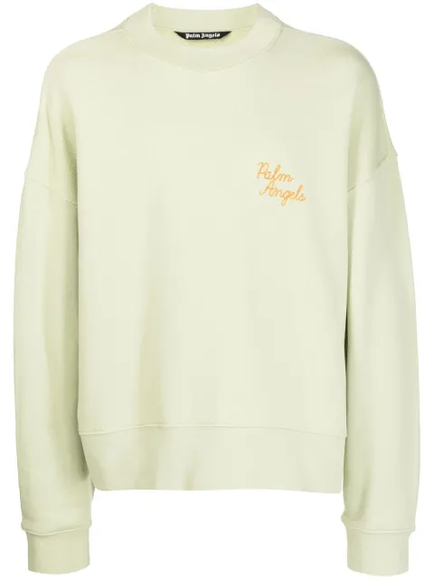 Palm Angels logo-embroidered sweatshirt Green PMBA026F22FLE0085155