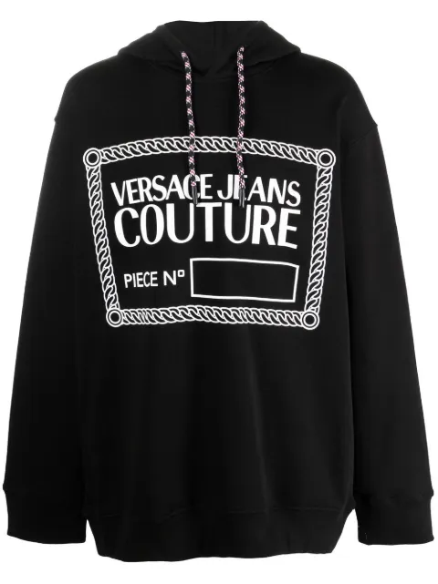 Versace Jeans Couture logo-print pullover hoodie Black 73GAIT23CF00O