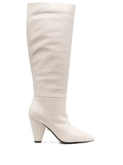 Alevì knee-length 100mm cone-heel boots Neutrals L22W9002P0561136